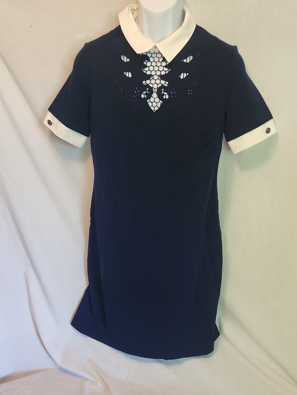 Cynthia Steffe Navy Dress with White Collar & Cuff